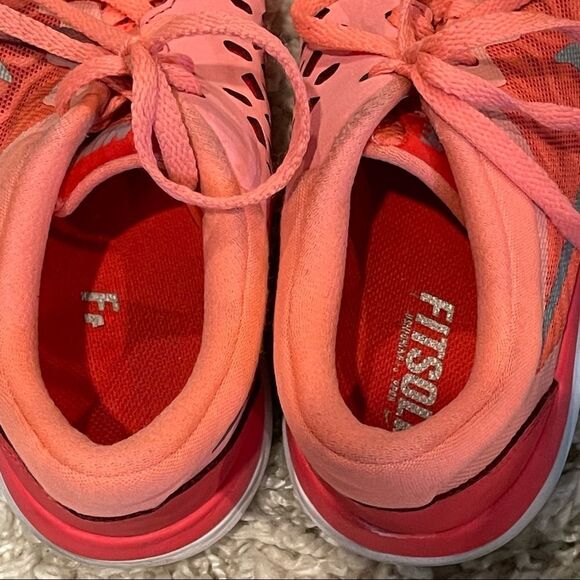 Nike Flex Y2K Running Shoes - Coral Lava Glow/Metallic Silver/Bright Crimson 7 - Picture 10 of 13